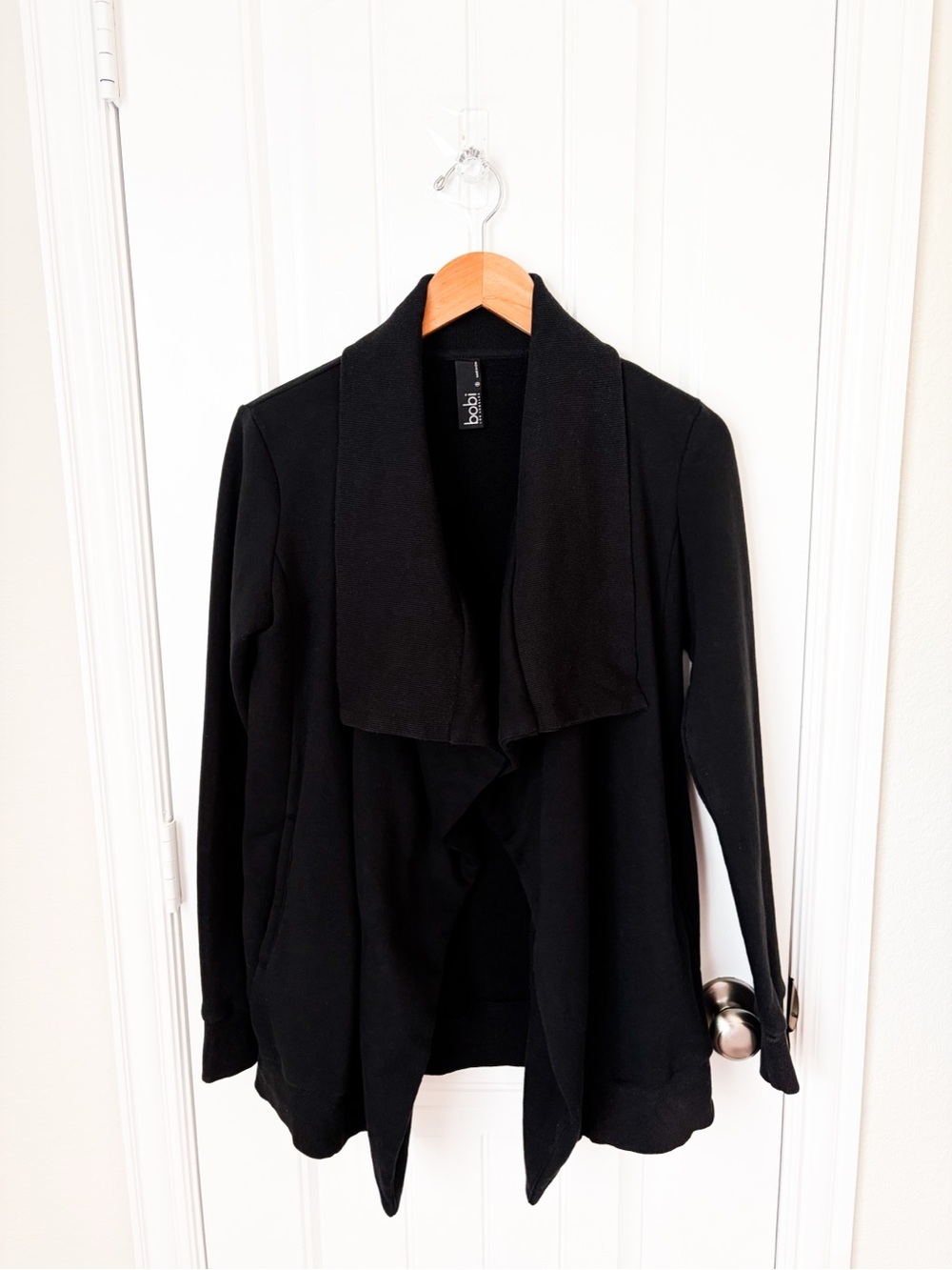 bobi Black Draped Open-Front Cardigan Revolve Sweater Size Small